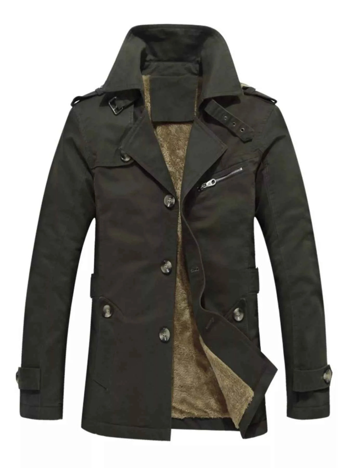 Men's Plus Size Button Up Long Sleeve Coat