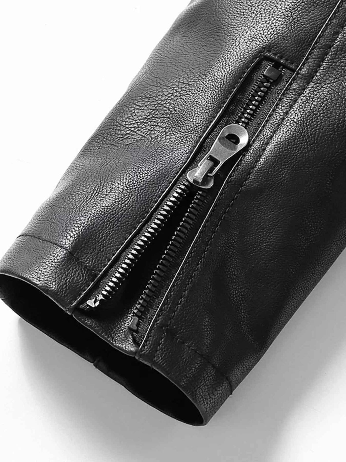 Men's Zip Up Long Sleeve Leather Jacket