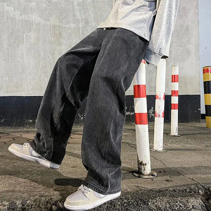 Men's Korean Streetwear Wide Leg Jeans