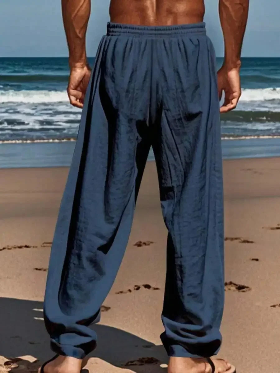 Men's Linen Wide Leg Pants — Breathable All-Season
