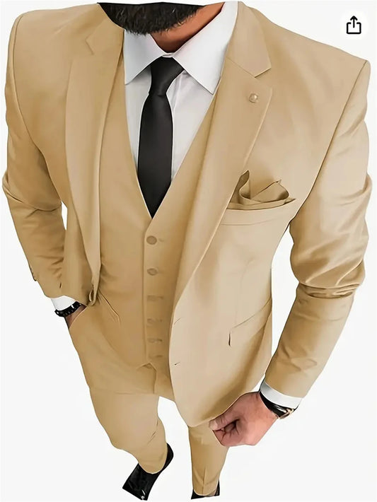 Men's 3-Piece Slim Fit Business & Wedding Suit