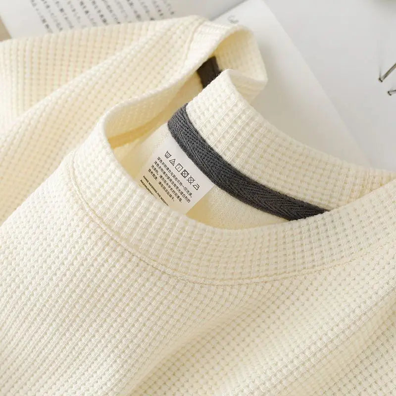 Men's Waffle Knit Round Neck T-Shirt