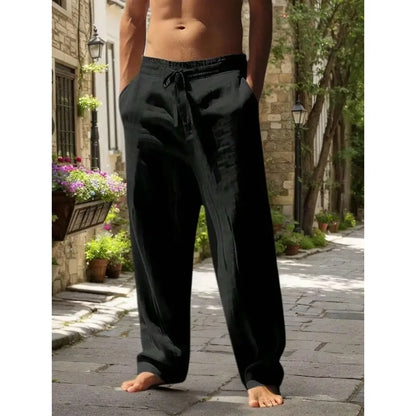 Men's Linen Wide Leg Pants — Breathable All-Season