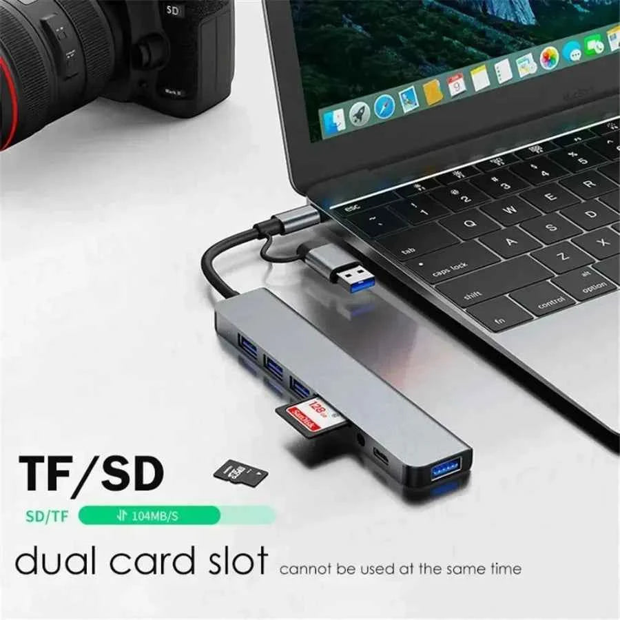 7-in-1 USB-C Hub Multiport Adapter - Type-C Splitter for Laptop and Tablet