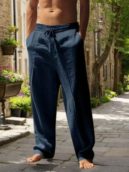 Men's Linen Wide Leg Pants — Breathable All-Season