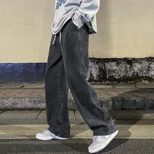 Men's Korean Streetwear Wide Leg Jeans
