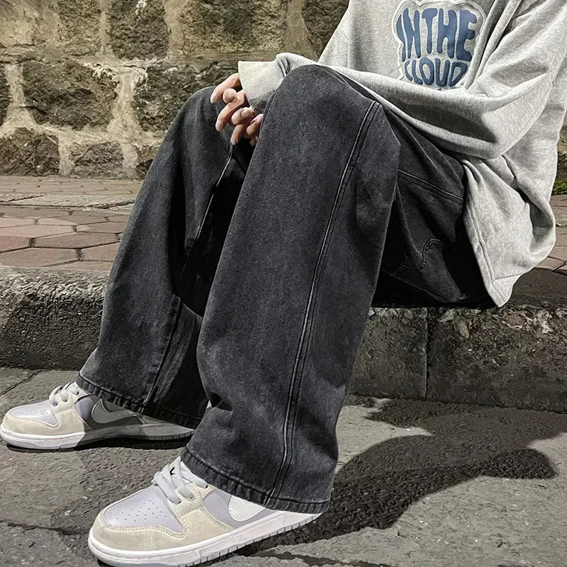 Men's Korean Streetwear Wide Leg Jeans