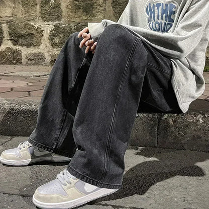 Men's Korean Streetwear Wide Leg Jeans