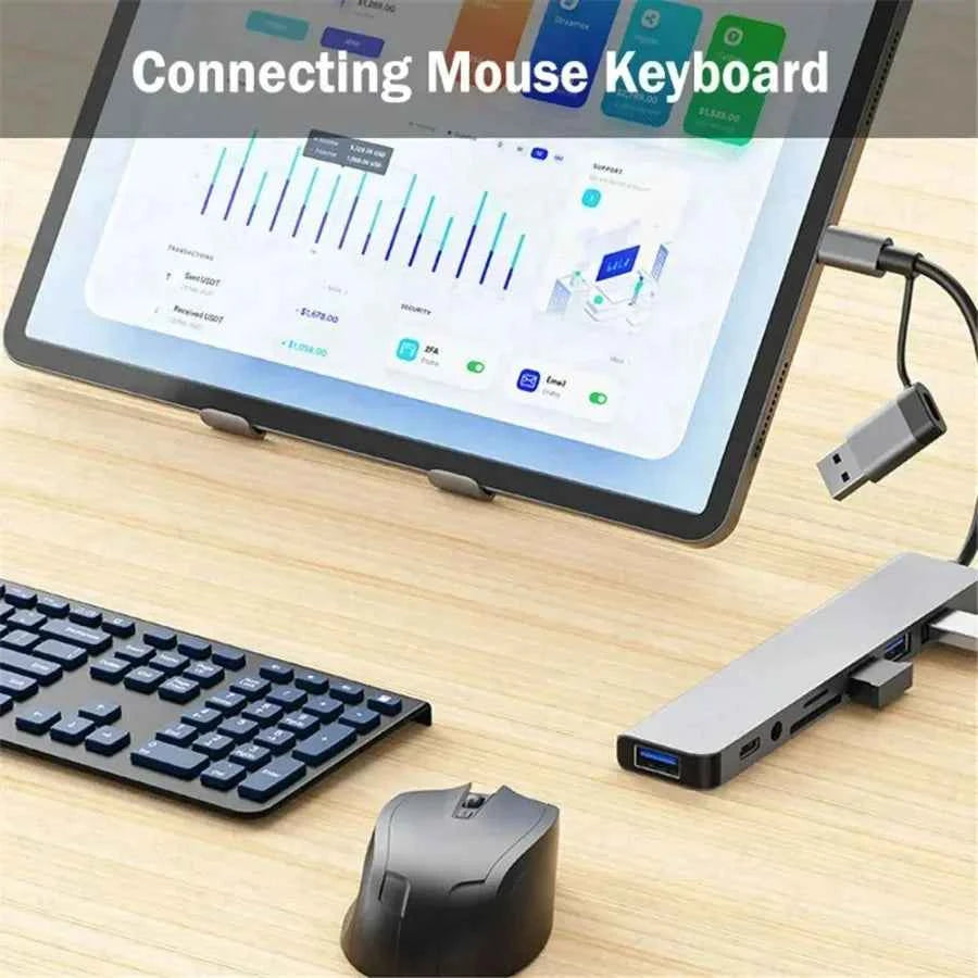 7-in-1 USB-C Hub Multiport Adapter - Type-C Splitter for Laptop and Tablet