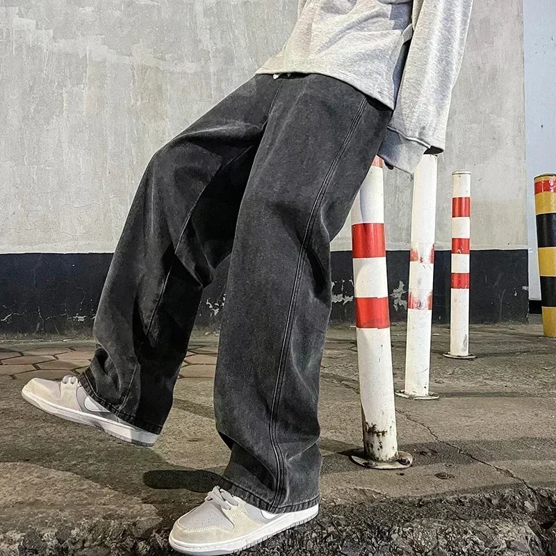 Men's Korean Streetwear Wide Leg Jeans