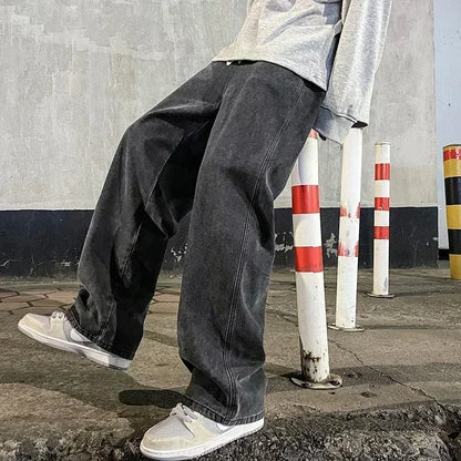 Men's Korean Streetwear Wide Leg Jeans
