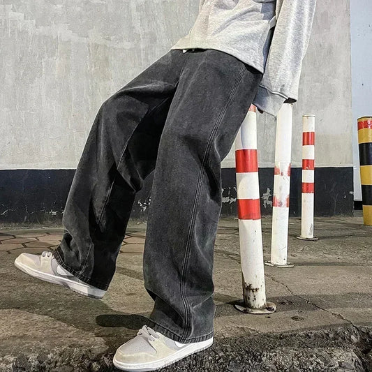 Men's Korean Streetwear Wide Leg Jeans