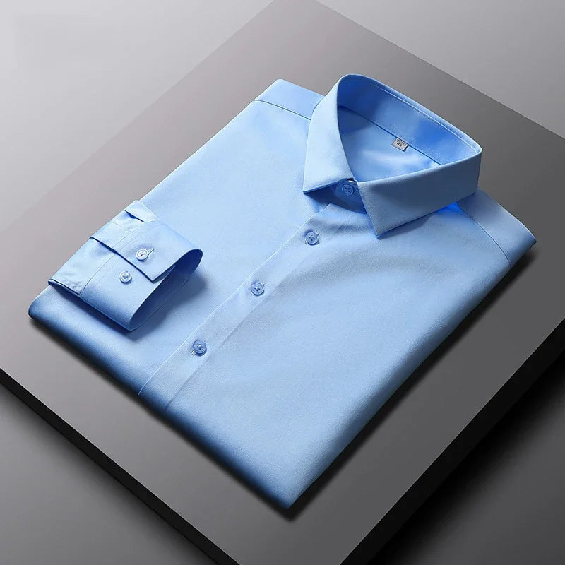 Men's Wrinkle-Resistant Long Sleeve Business Shirt
