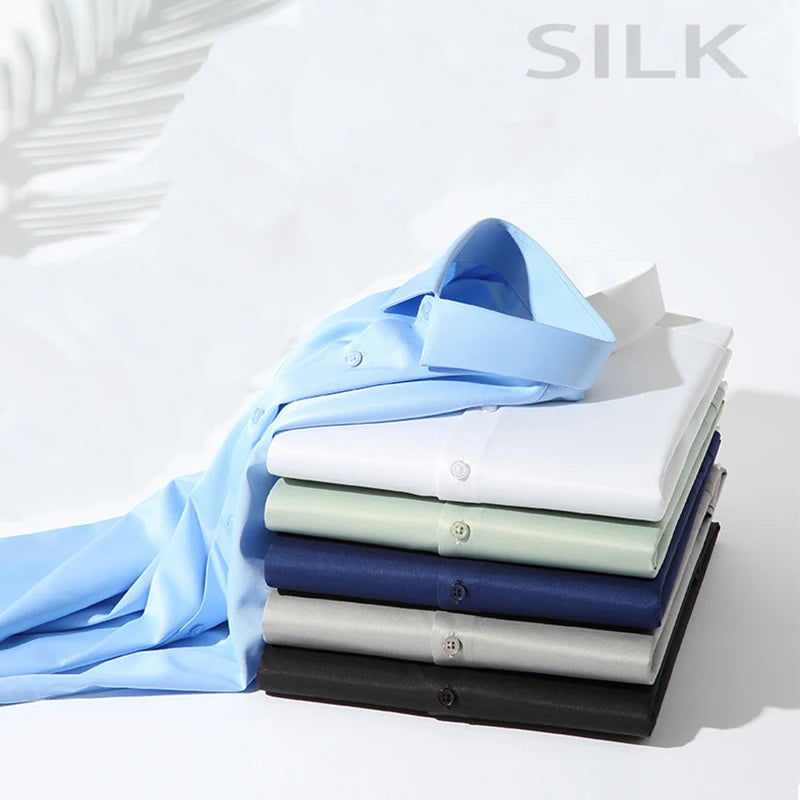 Men's Wrinkle-Resistant Long Sleeve Business Shirt