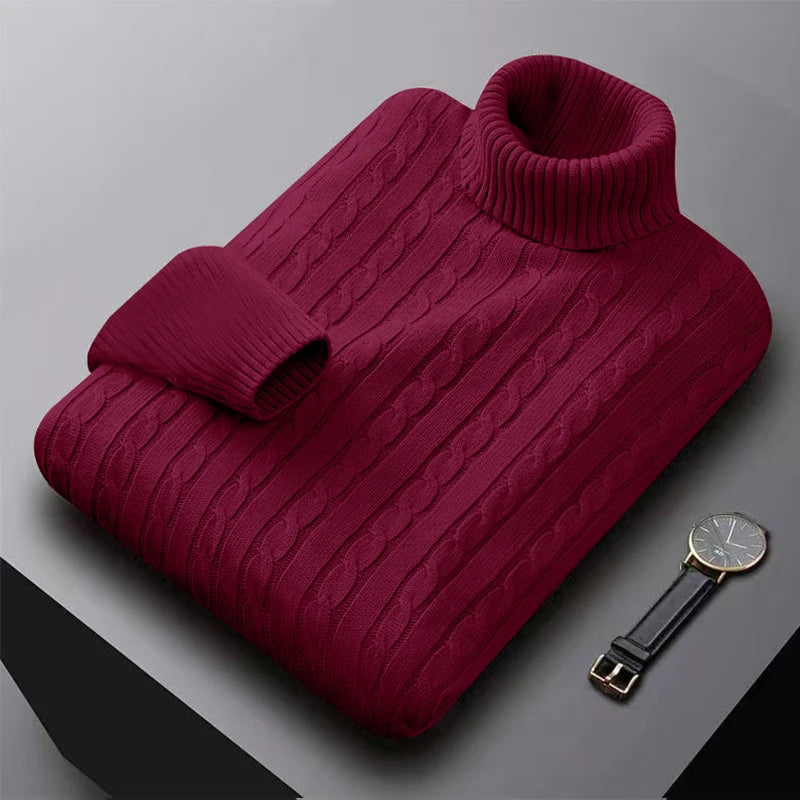 Men's Turtleneck Knit Pullover Sweater