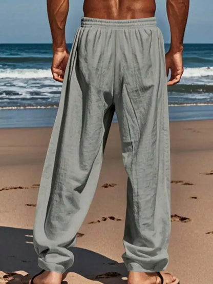 Men's Linen Wide Leg Pants — Breathable All-Season