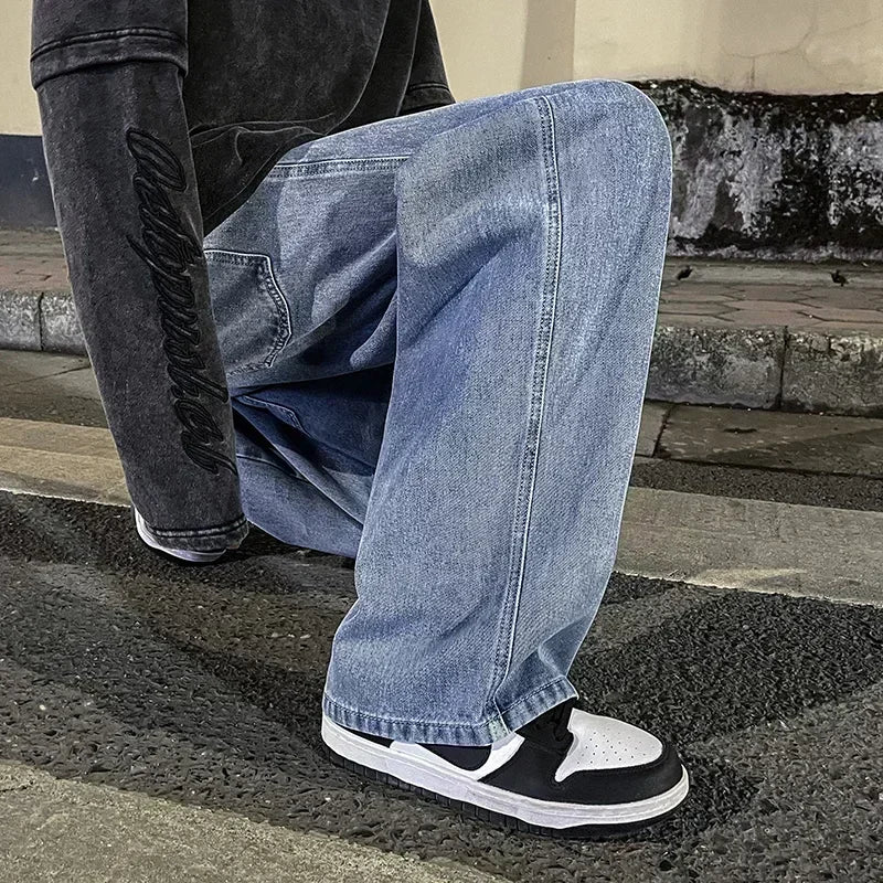 Men's Korean Streetwear Wide Leg Jeans