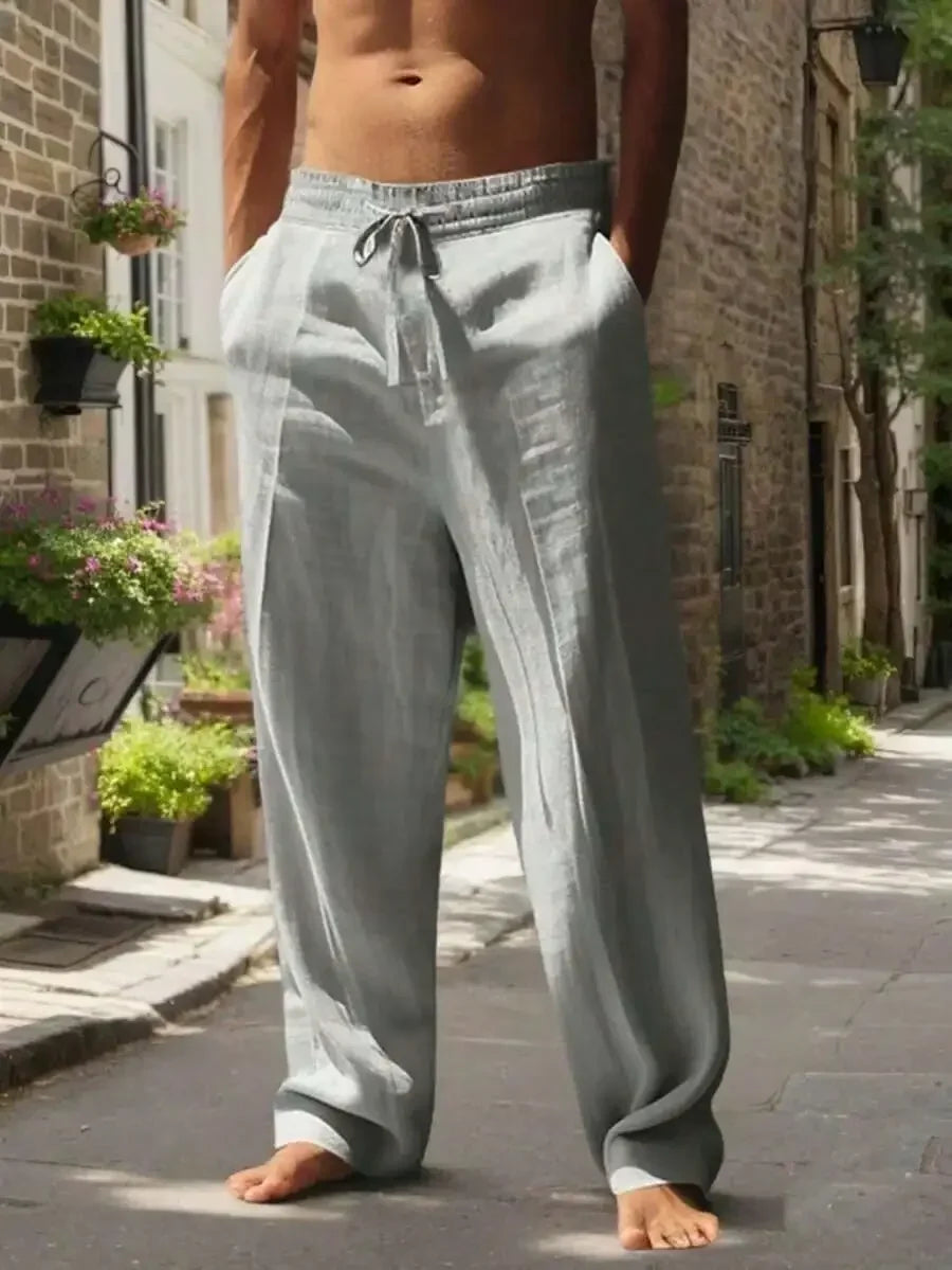 Men's Linen Wide Leg Pants — Breathable All-Season
