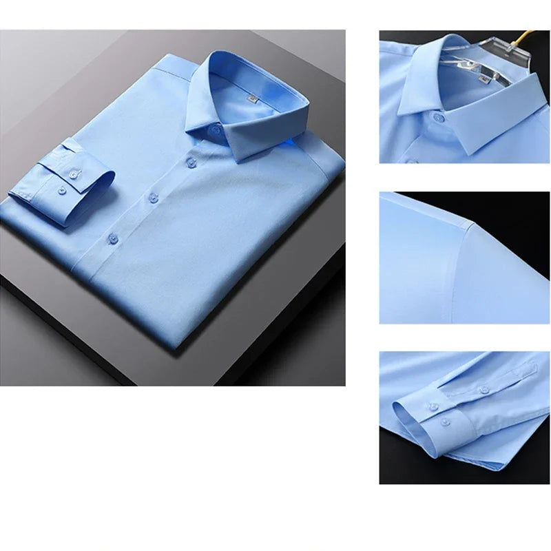 Men's Wrinkle-Resistant Long Sleeve Business Shirt