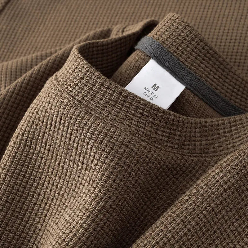 Men's Waffle Knit Round Neck T-Shirt