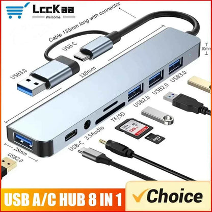 7-in-1 USB-C Hub Multiport Adapter - Type-C Splitter for Laptop and Tablet