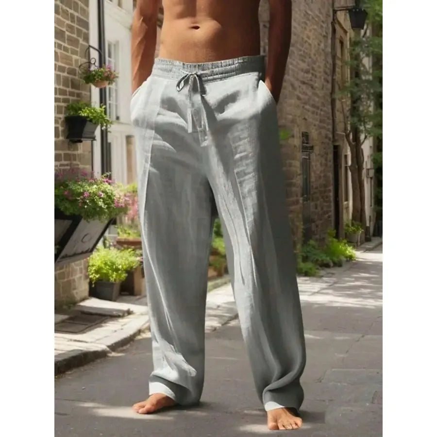 Men's Linen Wide Leg Pants — Breathable All-Season