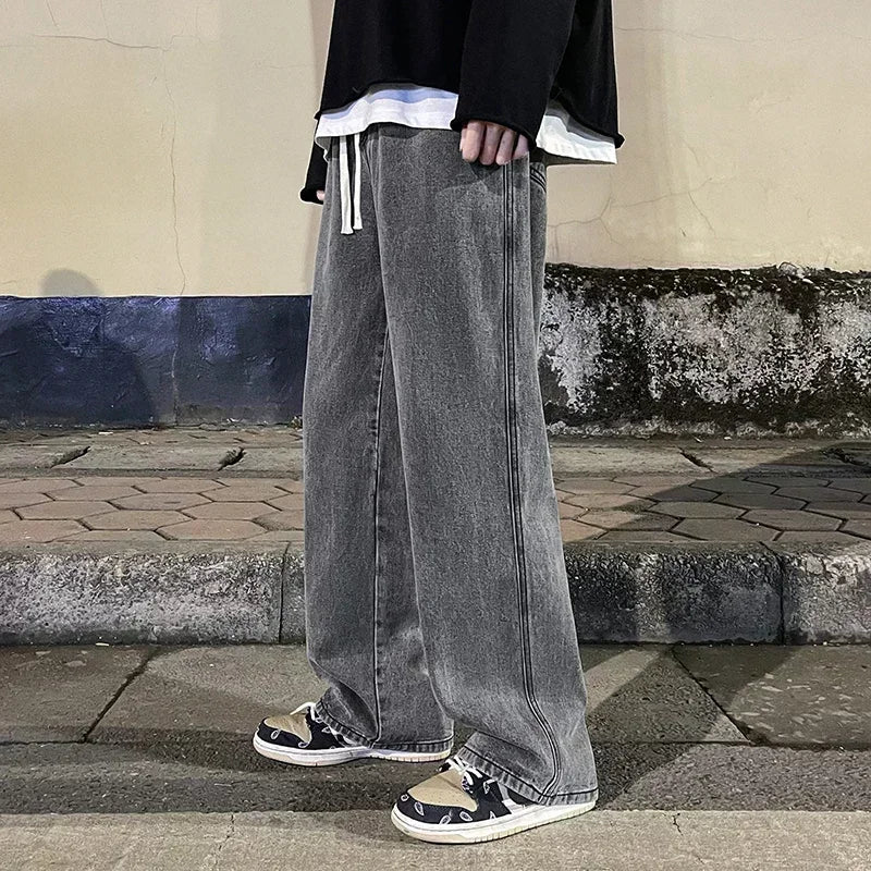 Men's Korean Streetwear Wide Leg Jeans