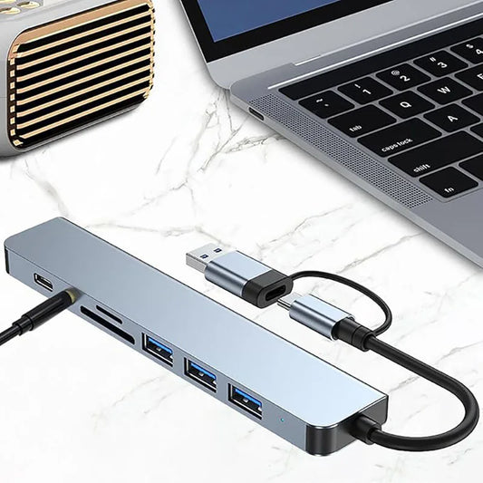 8-in-1 USB-C Hub for MacBook and iPad - SD Card HDMI USB Ports