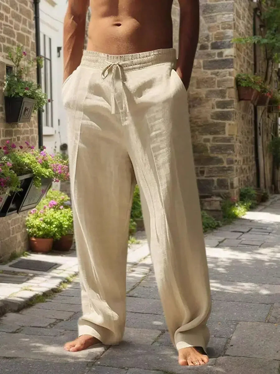 Men's Linen Wide Leg Pants — Breathable All-Season
