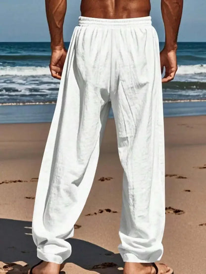 Men's Linen Wide Leg Pants — Breathable All-Season