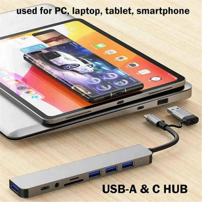 7-in-1 USB-C Hub Multiport Adapter - Type-C Splitter for Laptop and Tablet