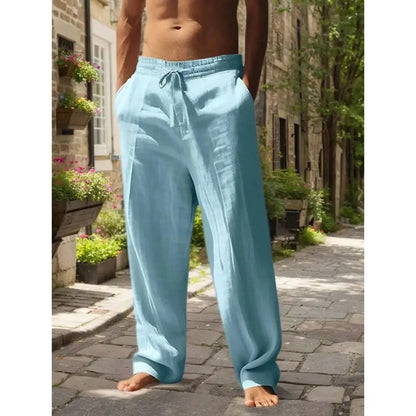 Men's Linen Wide Leg Pants — Breathable All-Season