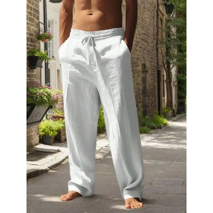 Men's Linen Wide Leg Pants — Breathable All-Season