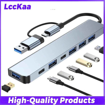 7-in-1 USB-C Hub Multiport Adapter - Type-C Splitter for Laptop and Tablet