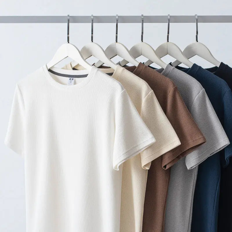 Men's Waffle Knit Round Neck T-Shirt
