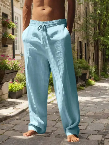 Men's Linen Wide Leg Pants — Breathable All-Season