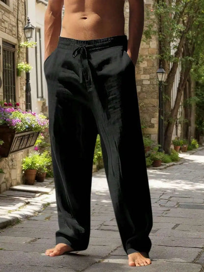 Men's Linen Wide Leg Pants — Breathable All-Season