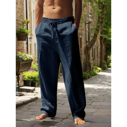 Men's Linen Wide Leg Pants — Breathable All-Season