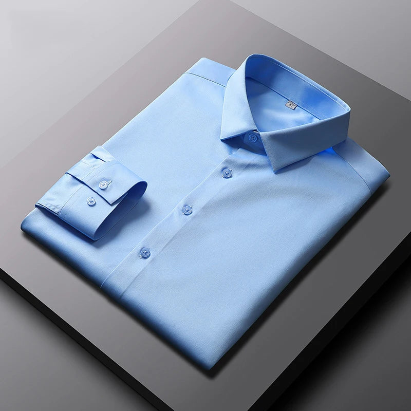 Men's Wrinkle-Resistant Long Sleeve Business Shirt