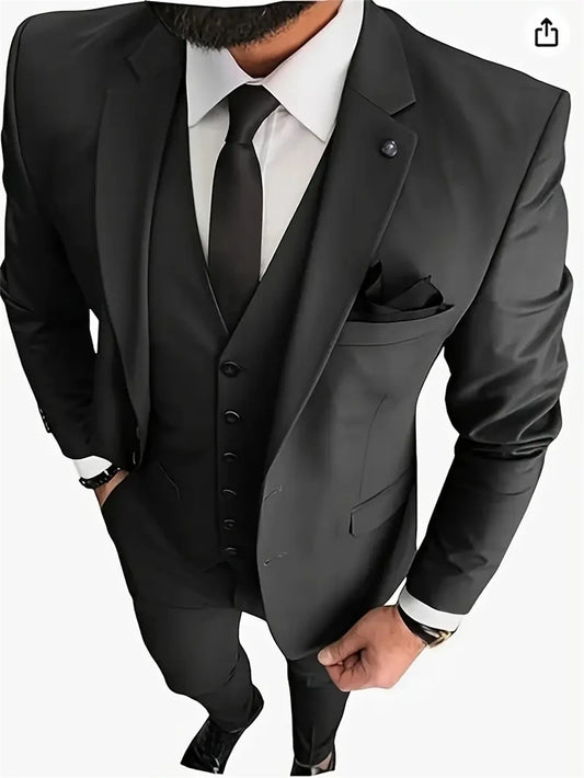 Men's 3-Piece Slim Fit Business & Wedding Suit