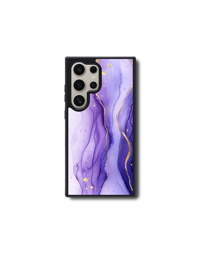 Watercolor Phone Case - Purple Marble with Gold Accents