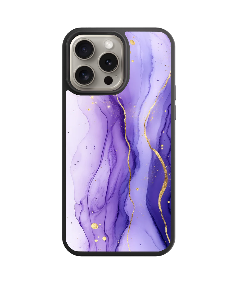 Watercolor Phone Case - Purple Marble with Gold Accents