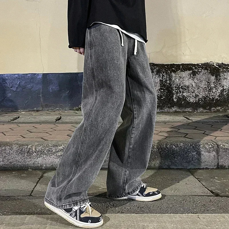 Men's Korean Streetwear Wide Leg Jeans