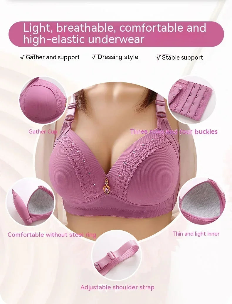 Gathered Lift Full-Cup Bra — Wire-Free Support