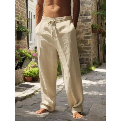 Men's Linen Wide Leg Pants — Breathable All-Season