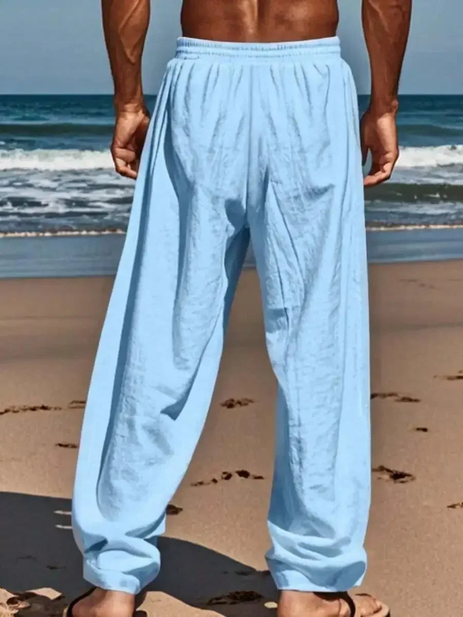 Men's Linen Wide Leg Pants — Breathable All-Season