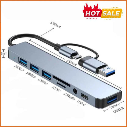 7-in-1 USB-C Hub Multiport Adapter - Type-C Splitter for Laptop and Tablet