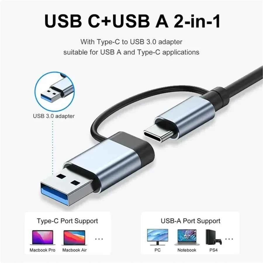 7-in-1 USB-C Hub Multiport Adapter - Type-C Splitter for Laptop and Tablet