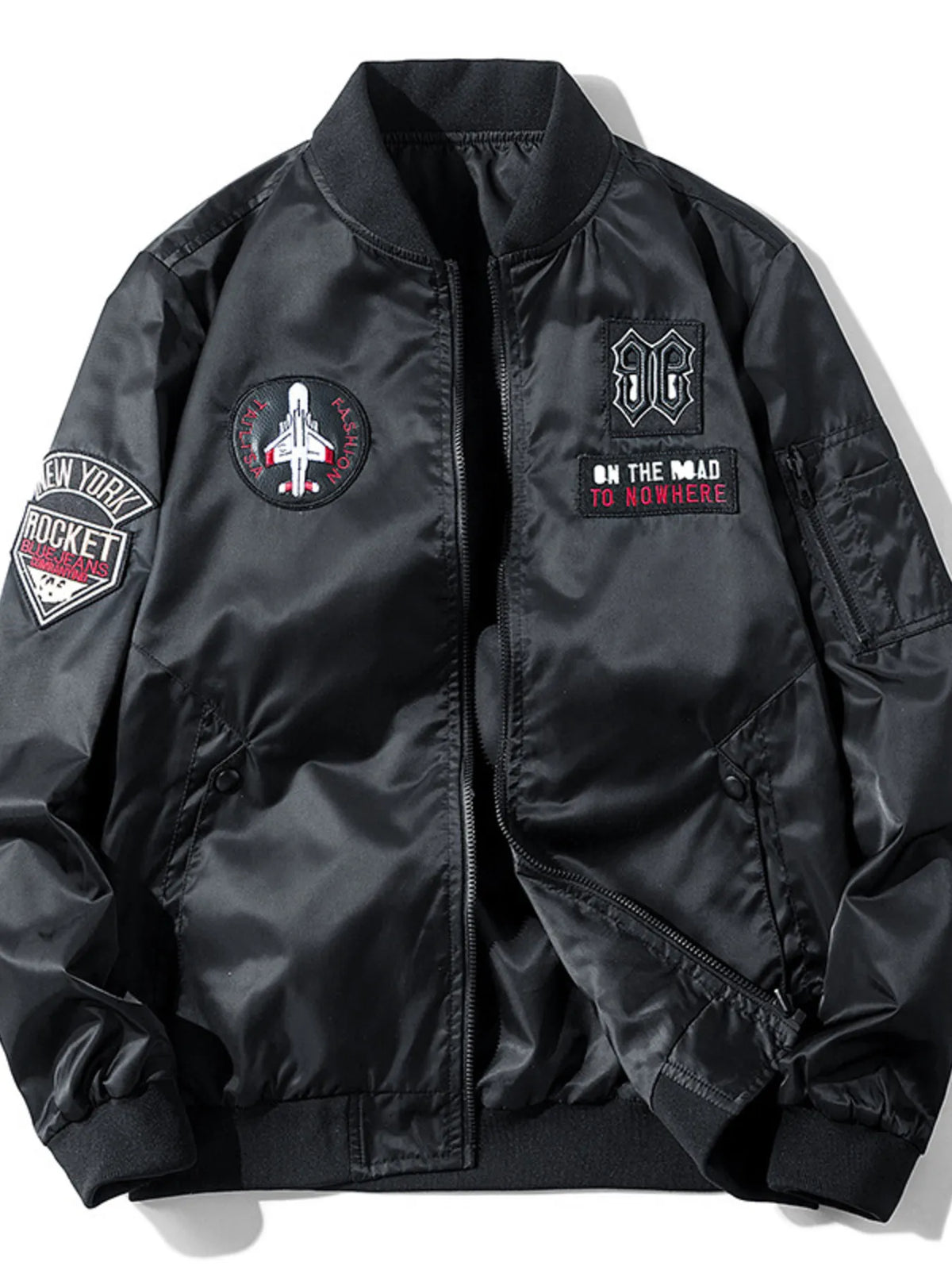 Men's Plus Size Zip Up Long Sleeve Bomber Jacket