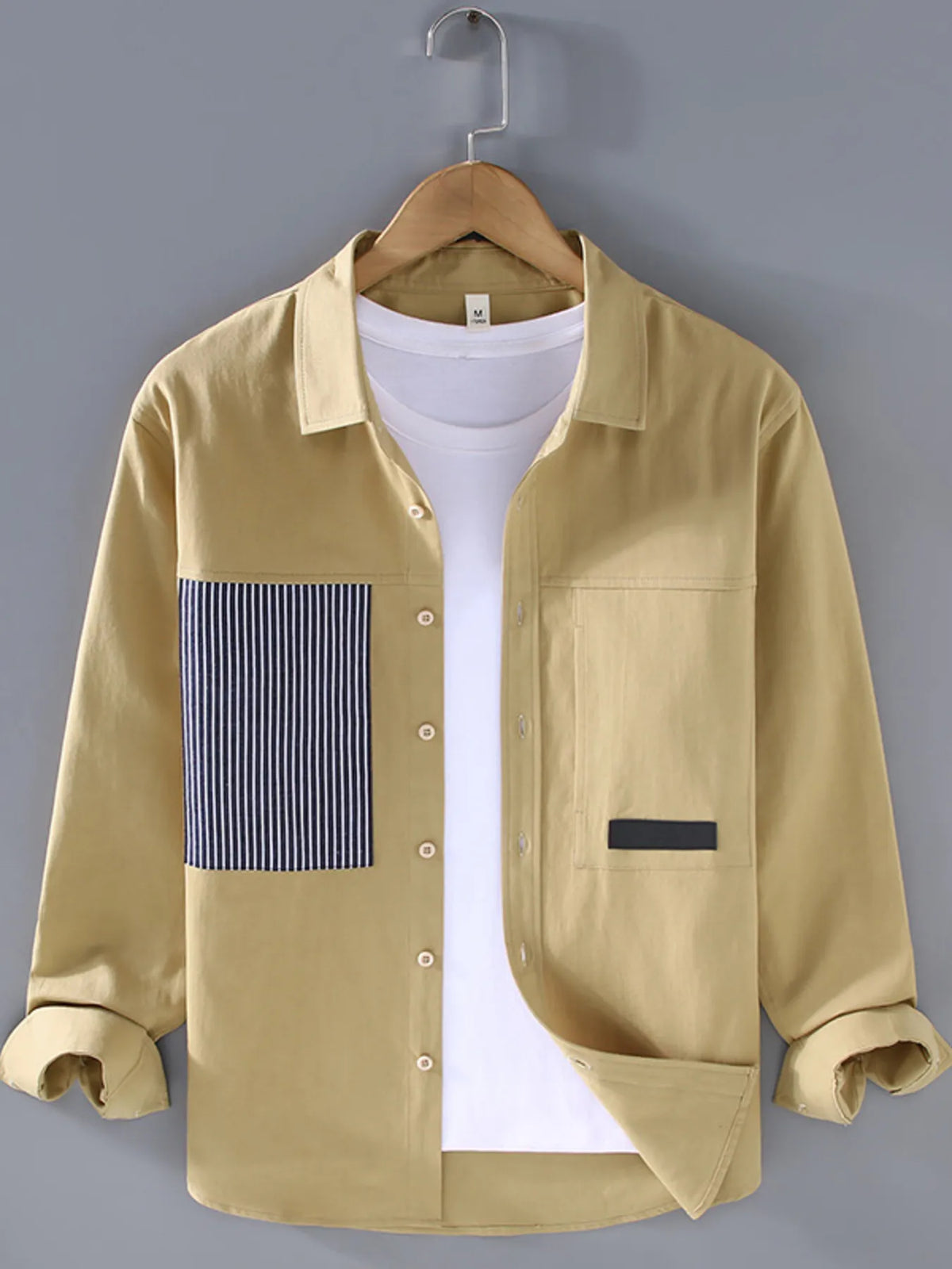 Men's Plus Size Striped Button Up Long Sleeve Shirt